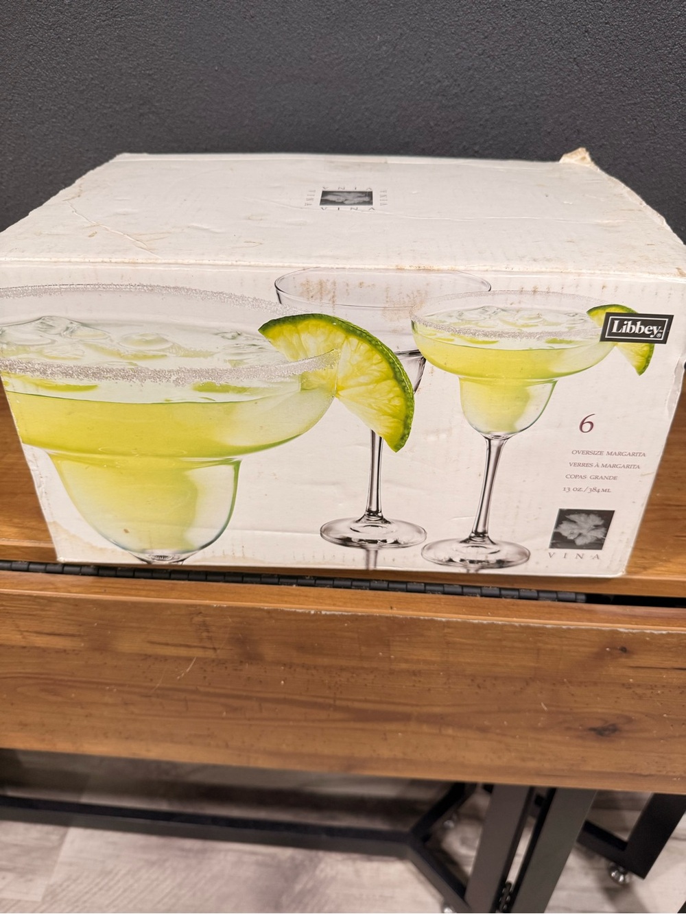 Libbey Margarita Glasses with Lime Green Accent - Set of 6
